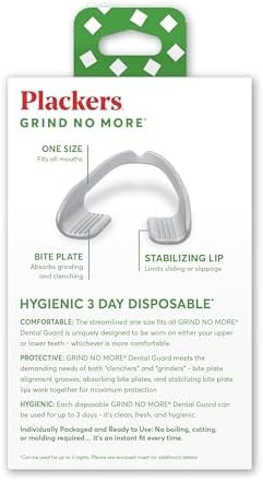 Plackers Grind No More Night Guard, Nighttime Protection for Teeth, BPA Free, Sleep Well, Ready to Wear, Disposable, One Size Fits All, 16 Count