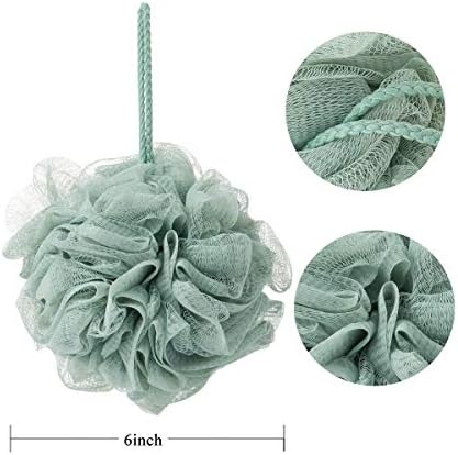 Bath Sponges, Shower Loofah for Body Exfoliation(3 pcs, Green&Linen&Pink)
