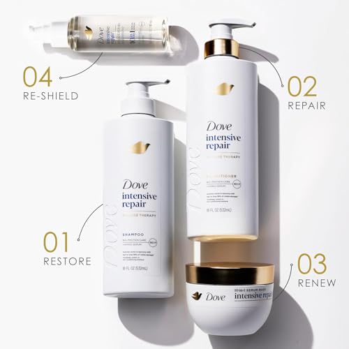 Dove Shampoo, Conditioner & Serum Set, Intensive Repair – Damage Therapy Bio-Protein Care Formulas for Restoring Dry, Damaged Hair (3 Piece Set)