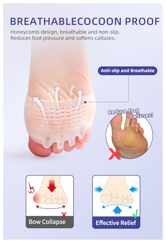 Adjustable Hyggear Silicone Toe Separators, 2 Pairs Spacers Bunion Corrector for Women Men, Ball of Foot Cushions for Overlapping Hammer Big Toes