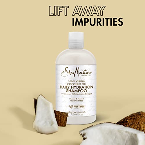 SheaMoisture Shampoo & Conditioner + Leave-in Treatment, Daily Hydration with Coconut Oil, Hair Detangler, Frizz Control, Cruelty-Free (3 Piece Set)