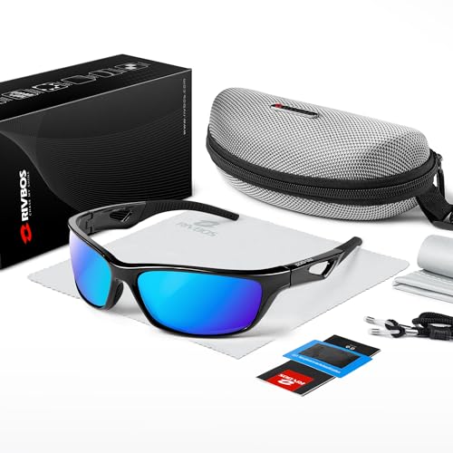 RIVBOS Polarized Sports Sunglasses Driving Glasses for Men Women Tr90 Unbreakable Frame for Cycling Baseball Running Rb831 (Black&Black Mirror Lens)