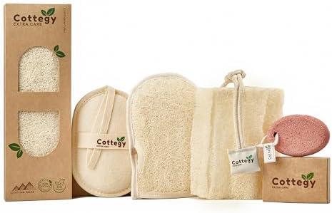 Egyptian Loofah Exfoliating Scrubber - Natural Loofah Exfoliating Body Scrubber - 1 Count (Pack of 2) | Eco-Friendly Bath & Shower Sponge for Face & Body | 100% Natural, Ideal for Men & Women