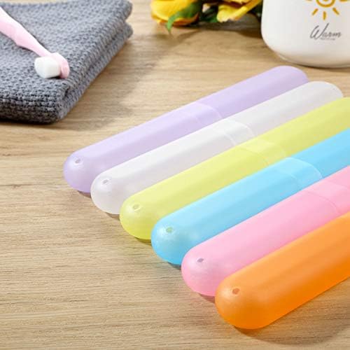 Boao 20 Pieces Travel Toothbrush Case Holder, Portable Toothbrush Storage, Classroom Pencil Case for Kids, 7 Assort Color Toothpaste Cover Protector for Travel Use