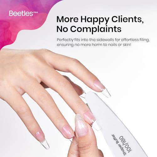 Beetles Nail File Nail Buffer, 10 pcs Sponge File and Buffers for Natural Nails, Double Sides Emery Boards for Nails, Nail Buffer and Shine Kit Nail Filer, 100/180 Grit Nail Files Fingernail Files
