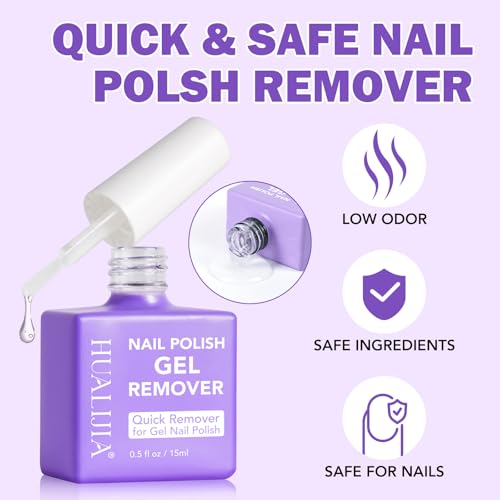 2 Pack Gel Nail Polish Remover Kit, Gel Polish Remover for Nails - Quickily and Easily Removes Gel Nail Polish at Home in 2-5 Mins - No Need for Foil, Soaking or Wrapping,15ml
