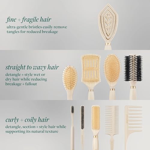 EcoTools Smoothing Detangler Hairbrush, Brush For Wet Or Dry Hair, Pain-Free Detangling, Style & Smooth Hair, Heat Resistant Brush, Renewable Bamboo & Flexible Bristles, Vegan & Cruelty-Free, 1 Count