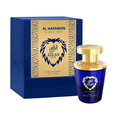 Al Haramain Azlan Oud Bleu - Arabian Perfume for Men - Long Lasting Fragrance with Notes of Cardamom, Cinnamon, Lavender, Patchouli, Sandalwood, Amber - Arabic Cologne - 3.33 oz Eau de Parfum Spray