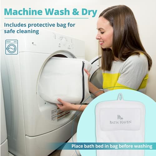 Bath Haven Bath Pillow for Bathtub - Full Body Mat & Cushion Headrest for Women and Men, Luxury Pillows for Neck and Back in Shower Tub or Jacuzzi - Powerful Suction Cups - Spa Accessories (Deluxe)