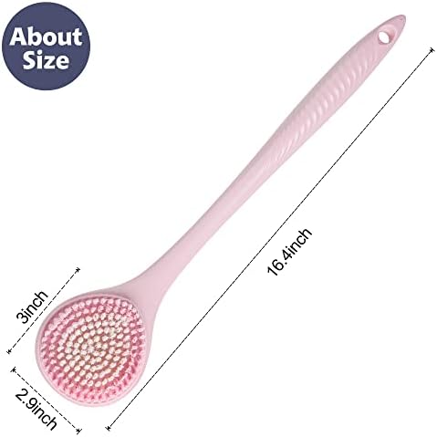 BEDELITE Back Bath Brush Long Handle for Shower of 2 - Soft Shower Brush for Men & Women,Back Brush Scrubber - 16.4" Long Skin Exfoliator for Body Bath Scrubber（2 Pack, Blue & Pink）