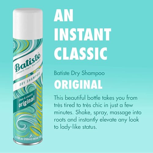 Batiste Dry Shampoo, Original Fragrance, Refresh Hair and Absorb Oil Between Washes, Waterless Shampoo for Added Hair Texture and Body, 6.73 OZ Dry Shampoo Bottle, 3 Pack