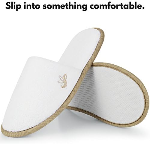 BERGMAN KELLY - Spa Slippers - Disposable Indoor House Slippers - Closed Toe House Shoes for Men & Women - Value Pack Hotel Indoor Shoes for Guests - Washable & Reusable for Travel & Wedding