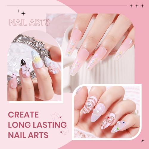 Solid Builder Gel for Nails Clear Nude White 3D Sculpture Nail Art Hard Gel with Chrome Powder for Carving Patterns Decoration Home Manicure DIY for Women