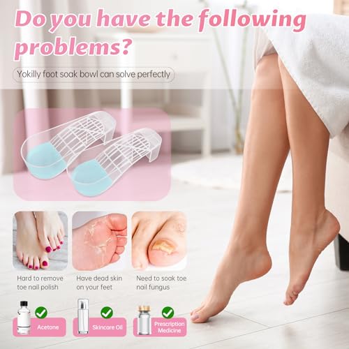 Yokilly Toe Nail Soaking Bowl, 2 PCS Toenails Soak Off Bowl, Shoe Design Foot Bath Soak Tub Bowl, Acetone Proof Pedicure Foot Spa Nail Soaker Bowl for Soak Off Dip Powder Gel Polish Remover (Clear)