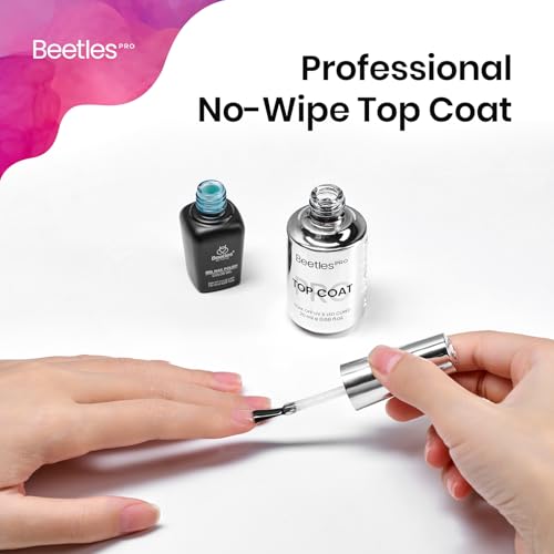 Beetles Professional Gel Top Coat, 20ml High Glossy Top Coat Gel Nail Polish No Wipe Long-Lasting Shine, Anti-Yellowing Strong Coverage Finish for Nail Technicians Salon Use