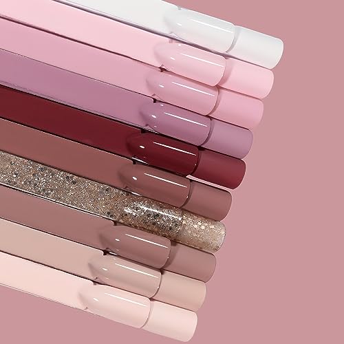 Beautpal Nude Gel Polish 10 Pcs All Seasons Skin Tones Gel Nail Polish Nude Pink Neutral UV Gel Polish Nail Set Salon DIY Manicure Gift Set