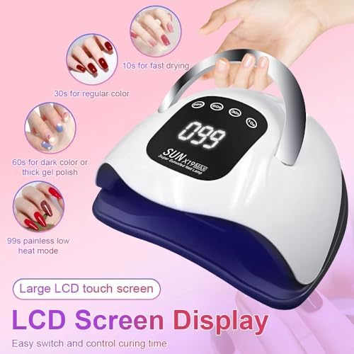 320W UV LED Nail Lamp Professional LED Nail Dryer for Gel Nails with 72pcs Lamp Beads, Touch Screen 4 Timers and Automatic Sensor Ideal for Home Salon, Fast Drying Technology for Perfect Nails