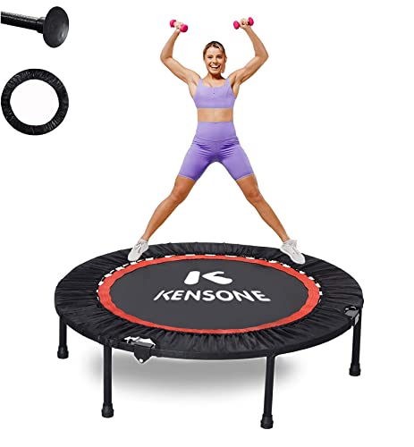 KENSONE 40" Mini Trampoline Rebounder Trampoline for Adults Small Fitness Trampoline for Kids Bounce Exercise, 1 Extra Black Cotton Safety Pad Included, Max Load 330 LBS