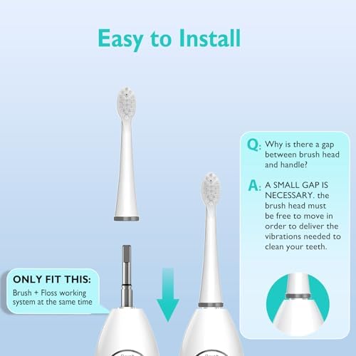 Replacement Brush Heads for Waterpik Sonic Fusion 2.0 - Flossing Toothbrush Head for Water pik with Color-Coded Rings & Hygienic Caps - 3 Pack White Soft Bristles