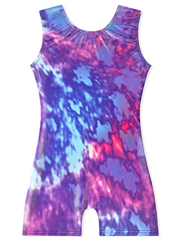 EQSJIU Kids Leotards Gymnastics 5t Size 5-6 Years Old Toddler Girls Outfits Apparel Biketard Tie Dye Blue Purple Pink Sparkle