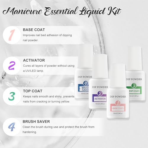 Dip Nail Powder Starter Kit with Recycling Tray System, 8 Colors Bright Neon Pastel Summer Colors Acrylic Powder Nail Design Set Home DIY Accessories 21Pcs