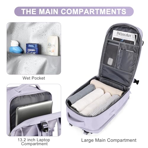coofay Travel Backpack Carry on Flight Approved Mochila De Viaje Personal Item Travel Bag Large Backpack for Travel Backpacks for Men Women Carry on Backpack for Airplanes 18x14x8 Inches Travel Bag