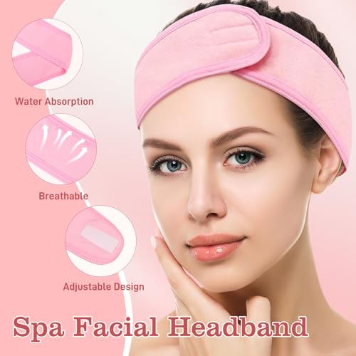 20Pcs Esthetician Facial Supplies Tools Set - Mask Applicator Tools, 4 Rose Gold Facial Bowls & 4 Facial Fan Mask Brushes & 4 Flat Brushes & 4 Sponges & 4 Headbands, Spa Party Favor, Mixing Facial Kit