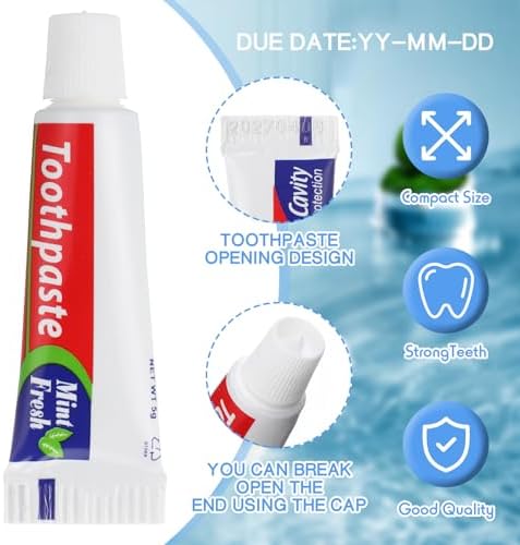 Mini Toothpaste Bulk Regular Clean Mint Toothpaste for Bad Breath, Helps Freshens Breath, Whitens Teeth Travel Size 0.18oz for Home Hotel Office School Camping