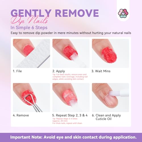 SAVILAND Dip Powder Remover 2 Pcs: Professional Dip Nail Remover Kit Gentle & Safe Remove Dip Nails With Cuticle Oil Nail File Tools No Need Soaking Or Wrapping 0.5 Floz Home Use