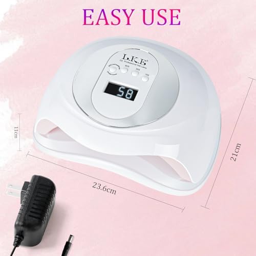 UV Nail Lamp, Nail Dryer 268W Light for Nails with 4 Timers LED Lamp Gel Polish Kit Professional Art Tools Automatic Sensor (White Pink)