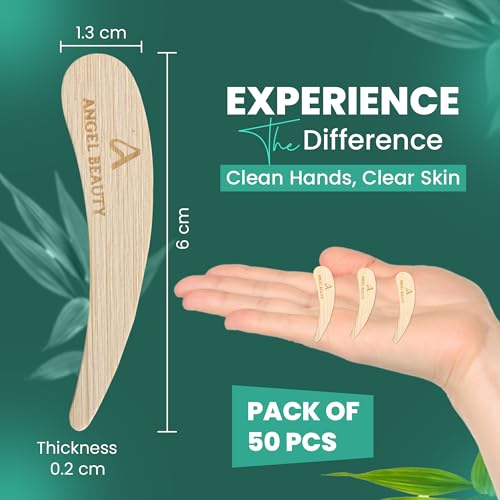 Bamboo 50-pack Cosmetic Facial Makeup Spoon Spatula Mini Makeup Spatula, Biodegradable Compostable Cosmetic Cream Spatulas Spoon, Skincare Scoop Applicator Facial Massage Beauty Tools BPA FREE