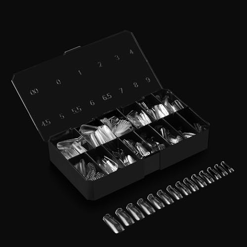 Aprés Gel-X® Sculpted Square Long Tip Box | 500pc Gel-X Tips, 11 Sizes 00-9, Premium Quality
