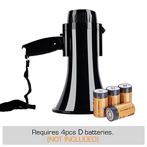 30 Watt Power Portable Megaphone Bullhorn Speaker Voice, Siren/Alarm and 240S Recording with Volume Control and Strap (Black)