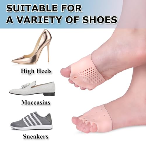 4PCS Hyggear Silicone Toe Separators, Toe Spacers & Metatarsal Pads, Five-hole Honeycomb Forefoot Pads, Hallux Valgus Corrector, Breathable & Soft, Uniex