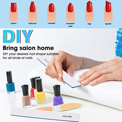 200 Pcs 100/180 Grit Nail Files, Reusable Nail File Double Sided Emery Boards for Acrylic and Gel Nails, Professional Fingernail Files Manicure Tools for Filers Salons Home Pedicure Beauty