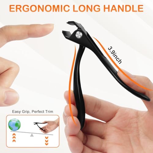 Toenail Clippers for Seniors Thick Toenails, Slanted Angled Head Large Nail Clippers Set for Men, Ultra Sharp Fingernail Clipper with File, Heavy Duty Toe Nail Clippers with Wide Jaw