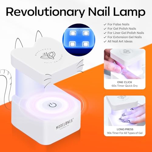modelones Gel Nail Kit Almond, Upgrade 15Sizes Fake Nails, 9-in-One Glue Dehydrator & Mini U V Light Clipper, 510Pcs Medium Almond Press on Tips for Extension DIY Salon Home Gift