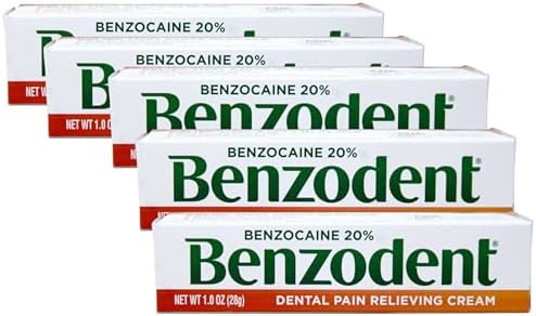 Benzodent Dental Pain Relieving Cream, 1 Ounce - Buy Packs and SAVE (Pack of 5)