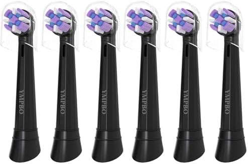 Pack of 6 Replacement Heads Compatible with Oral B iO 10 9 8 7 6 5 4 3 Series Electric Toothbrush, Medium Brush Heads, Black