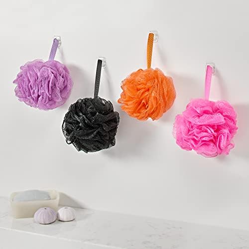 Bath Loofah Sponge Collection (8-Pack), Bath Shower Loofah Sponges - Mesh Pouf Shower Body Scrubber Exfoliators ((Orange, Purple, Black, White, Green, Pink, Blue, Purple))