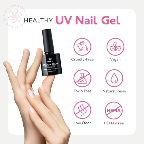 SUNUV Hema Free 16 Color Gel Nail Polish Kit with Base Top Coat,White Black Pink Nude Silver Glitters Gel Polish Set, Manicure Set Salon DIY Home Gift