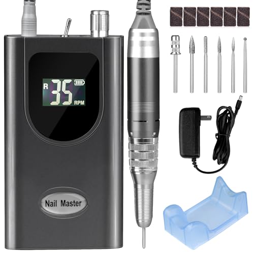 Professional Nail Drill Machine, HoMove 35000RPM Portable Nail Drills, Rechargeable Efile Nails Drill, Low Heat Electric Nail File for Acrylic Gel Nails