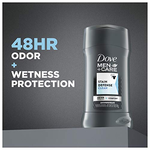 Dove Men+Care Stain Defense Antiperspirant Deodorant With anti-stain, anti-mark protection Clean Antiperspirant for men with 48-hour sweat and odor protection 2.7 oz