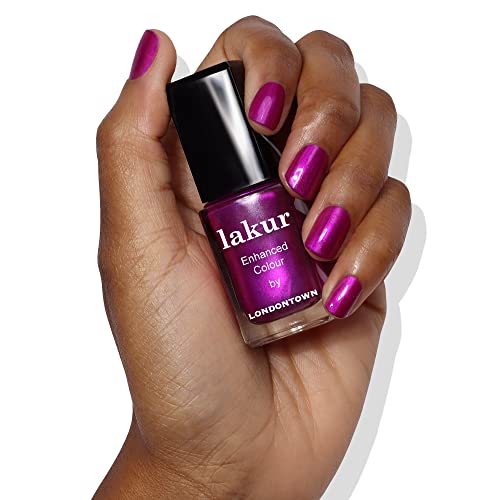 LONDONTOWN lakur Nail Polish - Chip-Resistant, Non-Toxic, Conditions & Hydrates Nails | Shimmery Grape Purple, Alexa, Let's Dance!, .40 fl oz