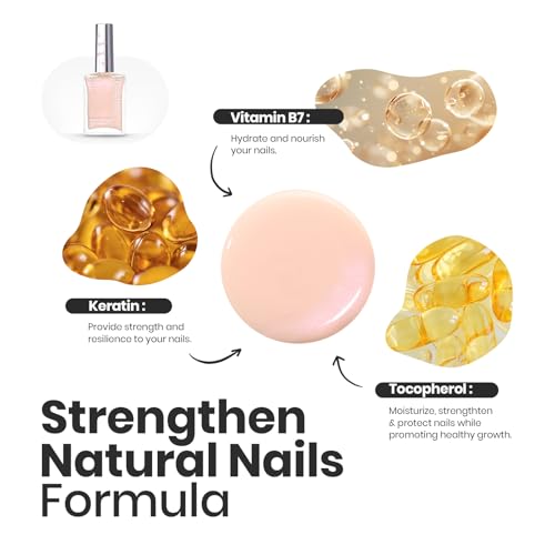 Beetles Nail Polish Top Coat and Base Coat Set Pearl Pink Fast Drying & Long Lasting Shine Nail Polish 2 IN 1 Protects Nails Enhances Glossy and Nourishes Nails for Women