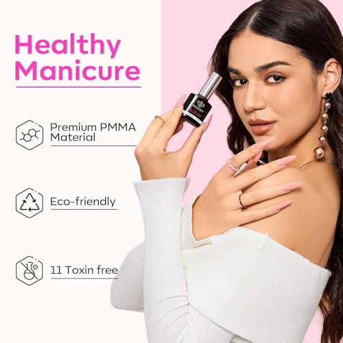 modelones Gel Nail Kit, Fake Nails Long Coffin, 9-in-One Glue Prep Dehydrator & Portable Mini U V Light Acrylic Clipper, 500Pcs Coffin Tips for Extension Kit DIY Salon Home Gifts for Women