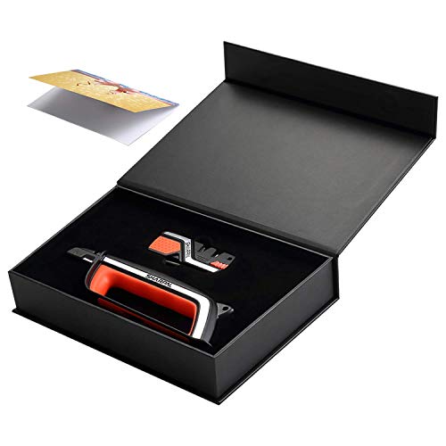 SHARPAL Pocket Knife Sharpener & Garden Tool Sharpener, Sharpening Straight and Serrated Knives, Lawn Mower Blade, Axe, Pruners, Shears, Scissors, Combo Gift Pack w/Greeting Card
