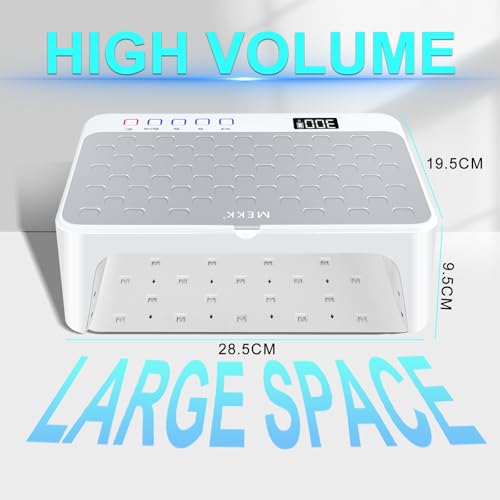 MEKK UV LED Nail Lamp - Luxury Cordless UV Light for Gel Nails with Red Light Skincare,4+2 Timer Modes,Two-Hand Design,Professional Nail Lamp for Salon & Home-White