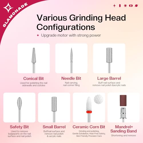 Electric Nail Drill Machine: Professional 35000 RPM E File Kit for Acrylic Gel Polish Removal Portable Manicure with Bit Home Salon