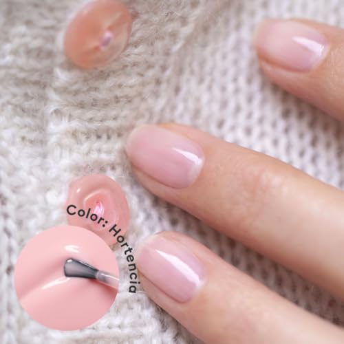 Manucurist System Green Pink (Hortencia) - Professional Manicure Set, Vegan & Plant-Based : 1 Nail Prep, 1 Base Coat, 1 Pink Nail Polish, 1 Top Coat, Drying Drops - No Lamp - Beauty Gift For Woman